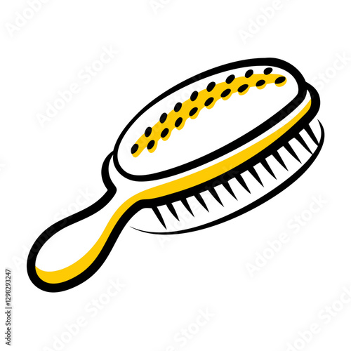 Stylish yellow and black hairbrush icon designed for hair care enthusiasts and professionals in grooming