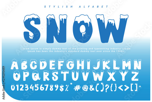Set of letters of the Ice Latin Alphabet. Vector illustration. Christmas and New Year concept.