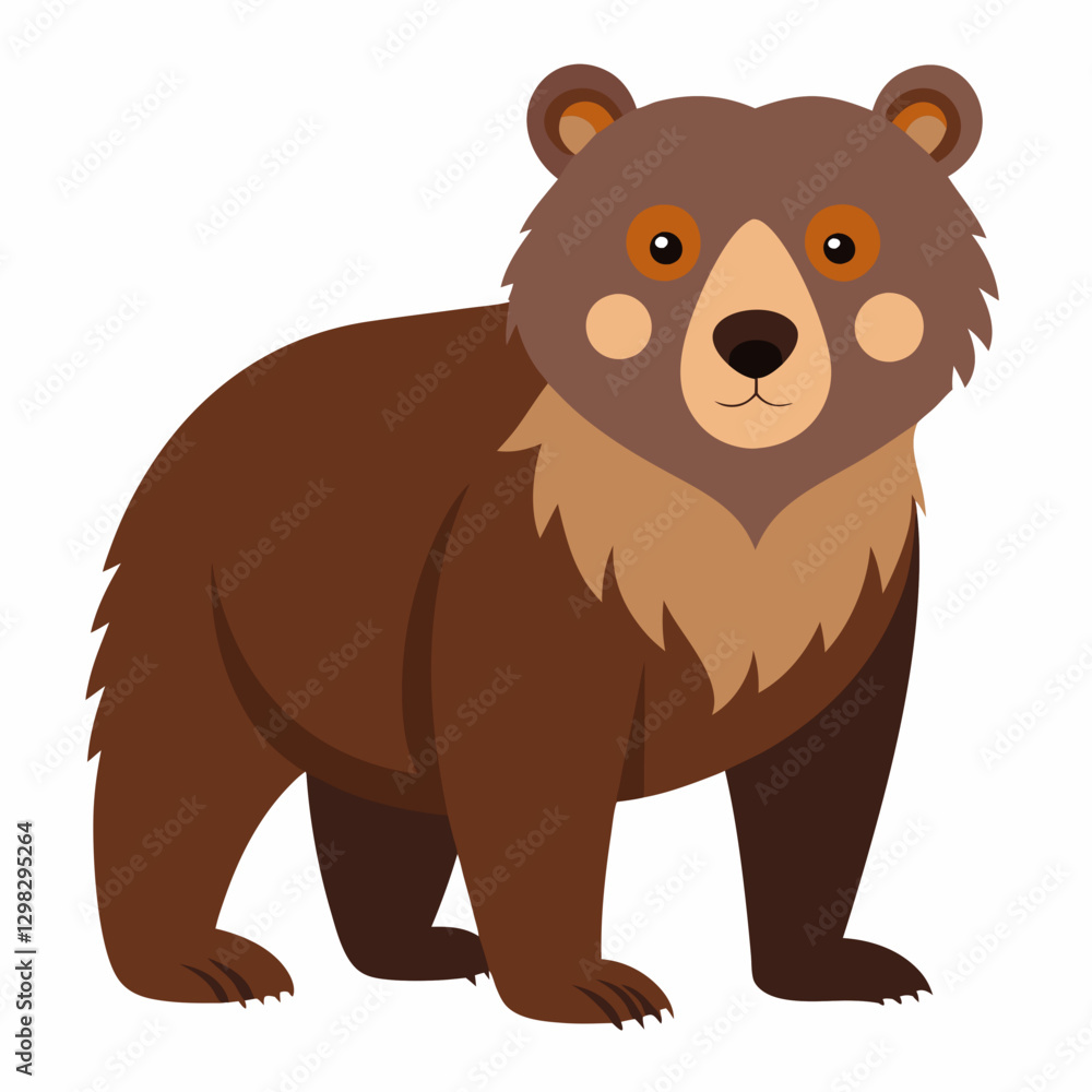 Fototapeta premium Bear illustration in a playful pose against a white background