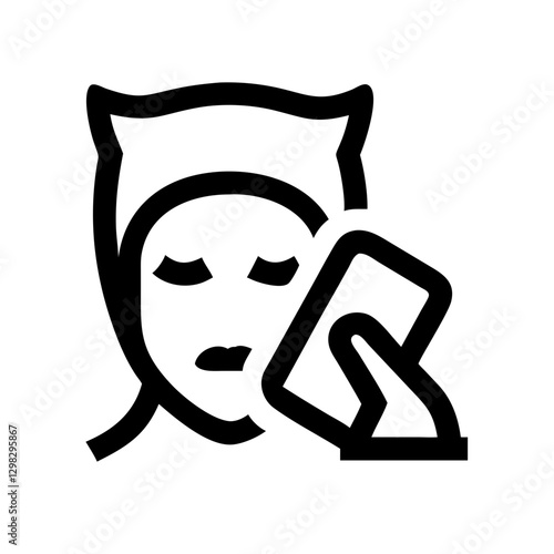 Vector icon depicting a person using makeup removal wipes for cleansing skin after a long day