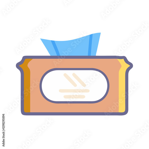 Vector icon depicting makeup removal wipes in a simple and colorful design suitable for beauty and skincare themes