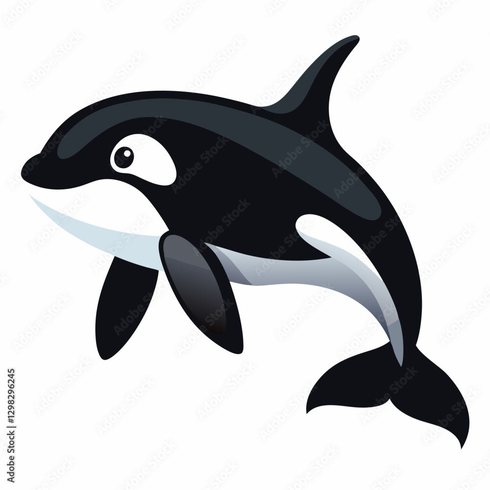 Obraz premium Orca swimming icon against a plain background