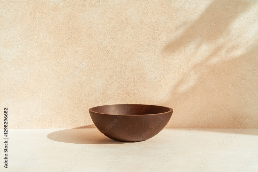 Minimalist design showcases earthy bowl against warm, textured b Minimalist design showcases earthy bowl against warm, textured b