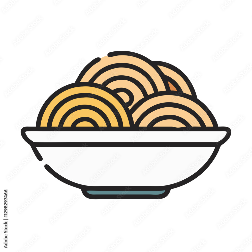 Vector icon of a pasta bowl showing neatly arranged spaghetti strands in a simple, modern design perfect for culinary themes and food-related projects Vector icon of a pasta bowl showing neatly arranged spaghetti strands in a simple, modern design perfect for culinary themes and food-related projects