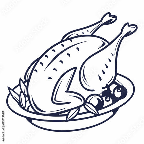 Tasty Chicken Drumstick Icon Minimalist Silhouette on White Background.