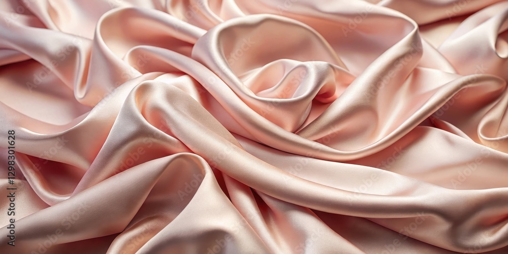 Elegant Draped Peach-Colored Silk Fabric Texture Luxurious Soft Waves and Gentle Curves Elegant Draped Peach-Colored Silk Fabric Texture Luxurious Soft Waves and Gentle Curves