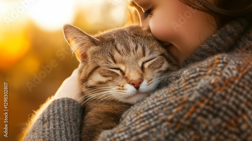 Young woman cuddling her cat on National Pet Day
