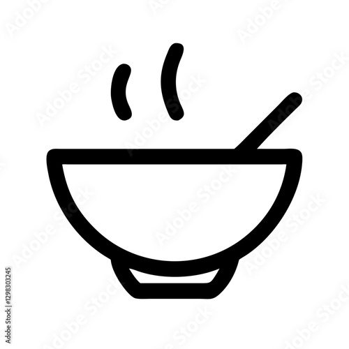 Illustration of a soup bowl with steam rising, perfect for culinary projects and menus, representing comfort food in a minimalist design