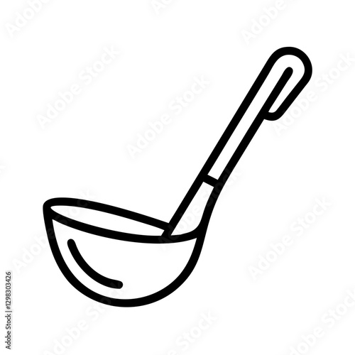 Simple vector icon representing a soup ladle designed for use in kitchen-related applications or culinary designs