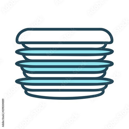 Stack of plates displayed as a vector icon representing dining or culinary themes in a minimalist design suitable for various applications