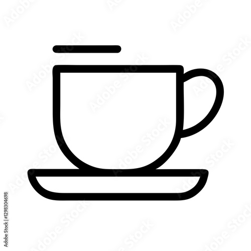 Elegant vector icon of a tea cup and saucer perfect for cafe menus, tea brands, and culinary designs, representing warmth and comfort in a minimalist style