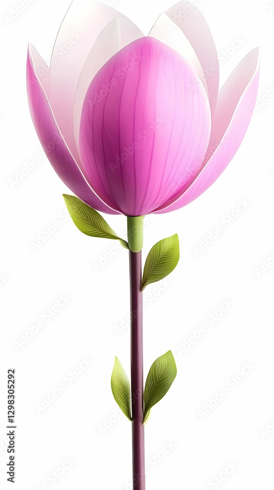 Fototapeta premium Pink Magnolia Bloom 3D Illustration
