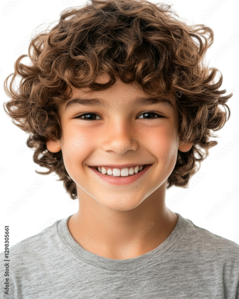 Portrait of smiling child with curly hair on transparent background Portrait of smiling child with curly hair on transparent background
