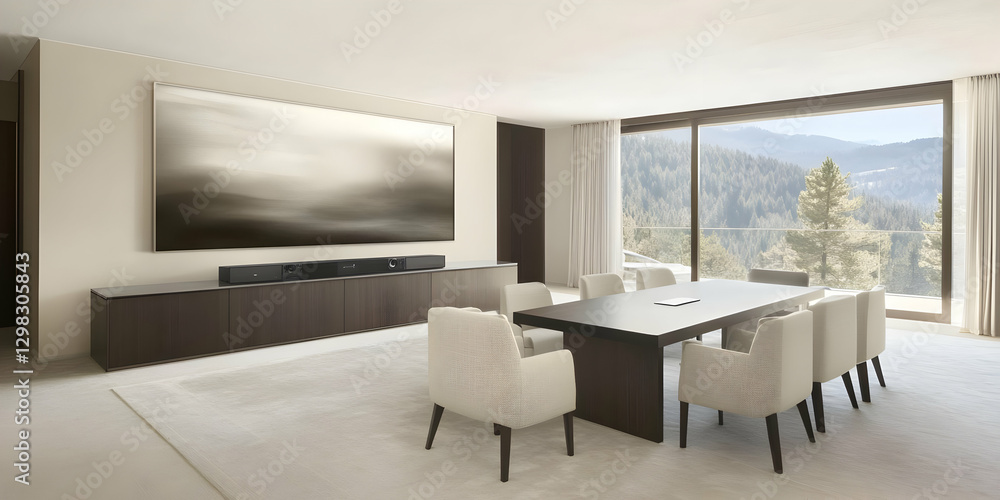 Fototapeta premium Modern Minimalist Dining Room Illustration