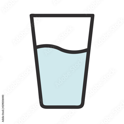 Clear water glass icon displaying a simple design with partial water visible, suitable for digital projects and graphic design purposes
