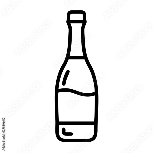 Elegant line drawing of a wine bottle, perfect for use in wine-related projects, menus, or graphic designs