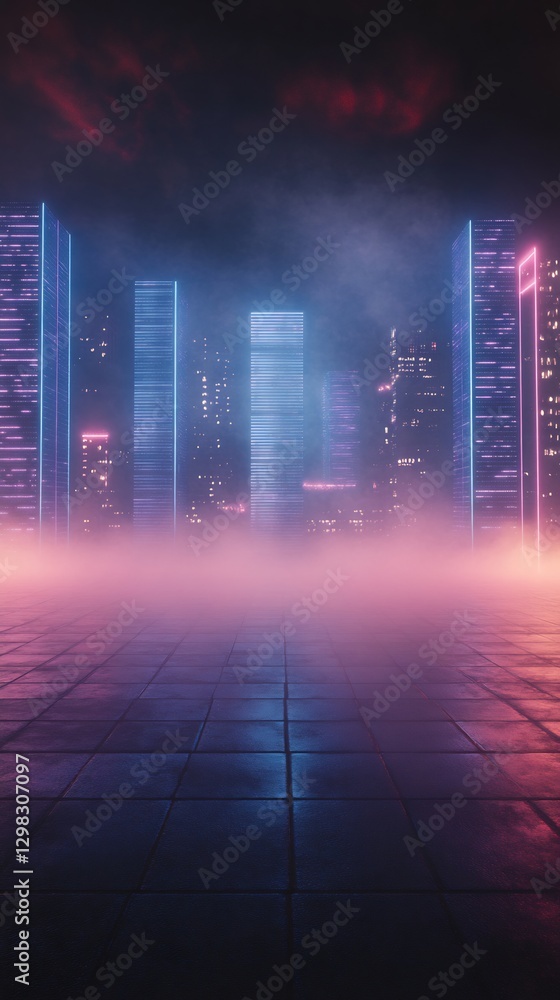 Fototapeta premium neon blue misty background with ambient lighting