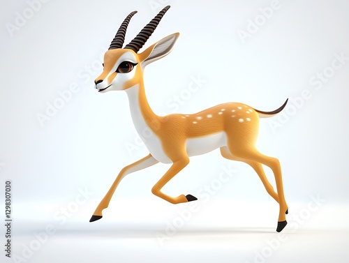 Running cartoon gazelle digital art studio environment playful concept