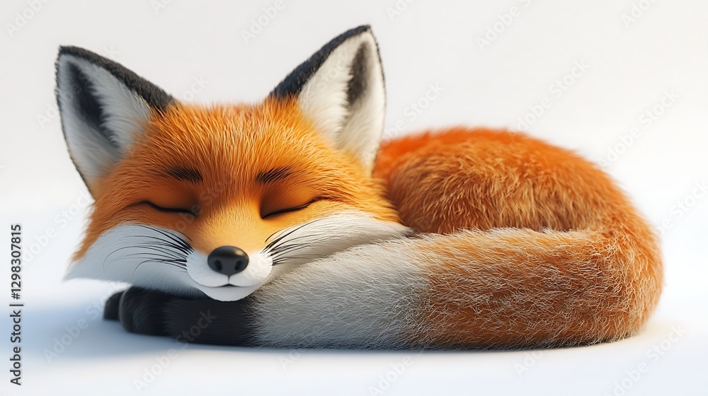 Fototapeta premium Sleeping fox in serenity nature scene animal photography calm environment