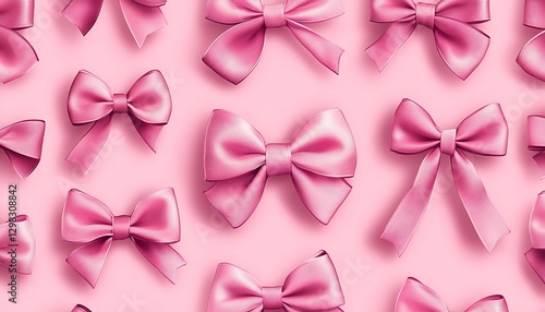 Pink bows on pink background