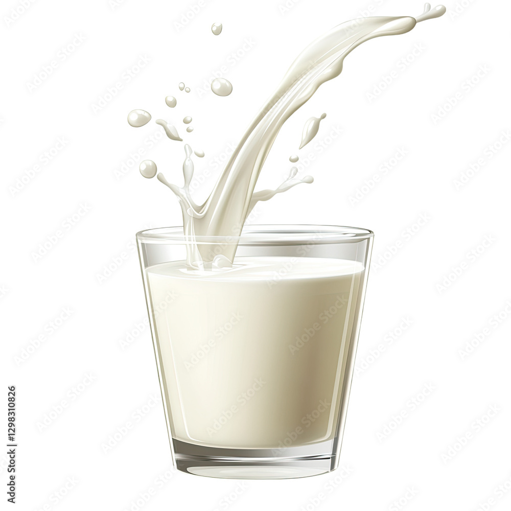 Milk pouring from a glass, isolated on a transparent background. Milk pouring from a glass, isolated on a transparent background.