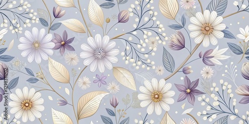 Elegant floral design featuring a harmonious blend of pastel hues and delicate botanical elements, creating a serene and sophisticated aesthetic for various applications.