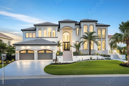 Luxury Home Exterior Twilight Photo
