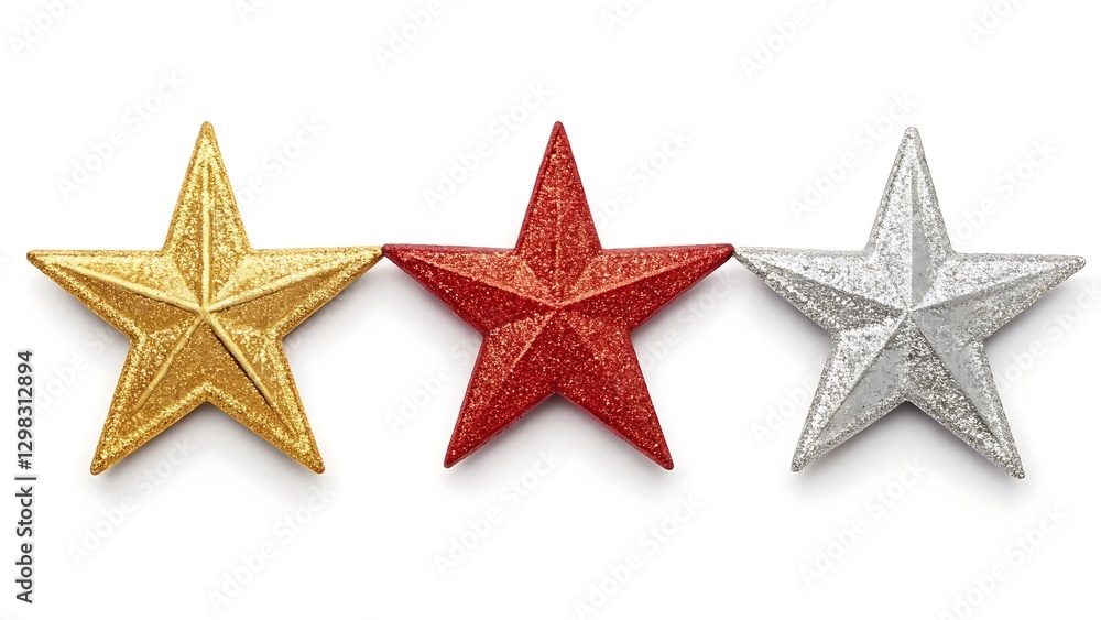 Gold, Silver, and Red Stars – Symbol of Excellence, Achievement, and Ranking Gold, Silver, and Red Stars – Symbol of Excellence, Achievement, and Ranking