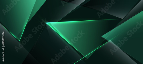 Abstract technology, Digital polygon elegant green with dark background vector for presentation and tech event poster or web background EPS 10