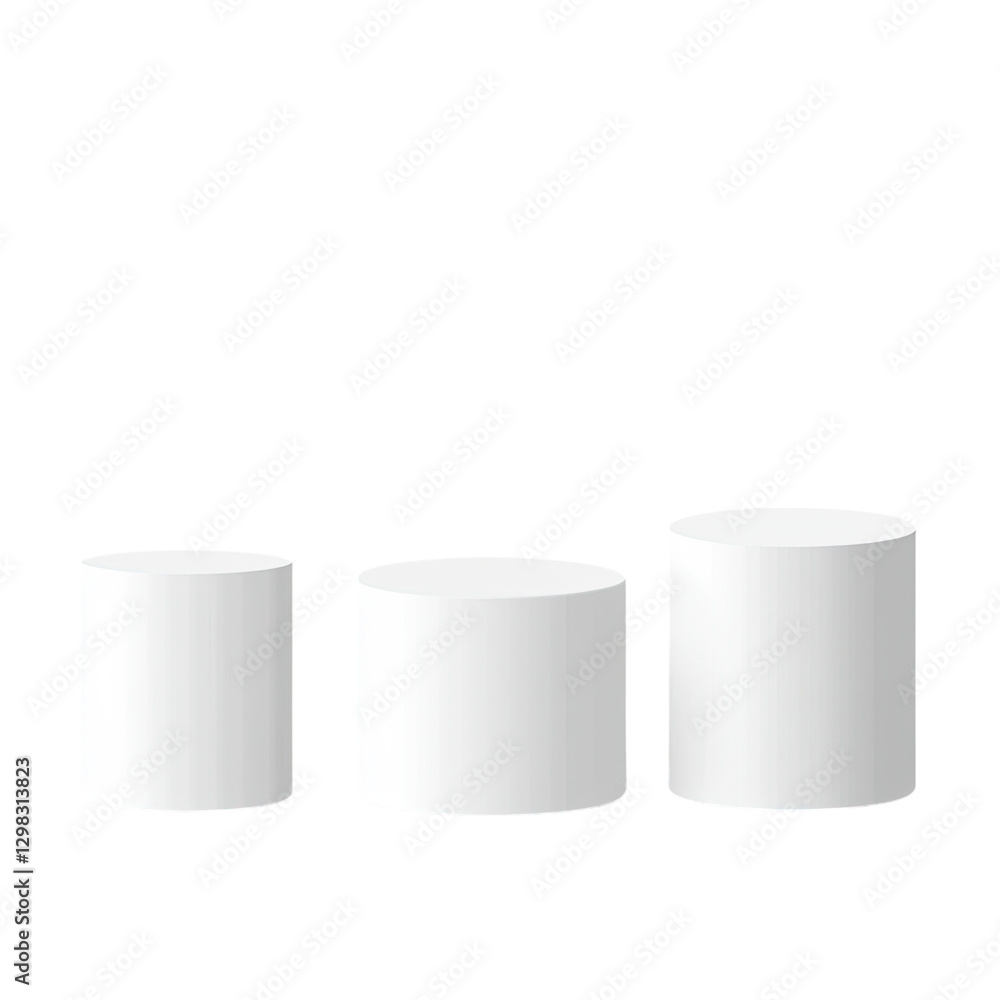 cylindrical pedestals, round platforms for product presentation on an transparent background cylindrical pedestals, round platforms for product presentation on an transparent background