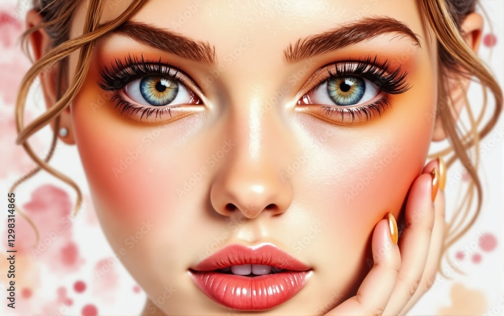 Digital Illustration of a Woman's Face with Makeup Digital Illustration of a Woman's Face with Makeup