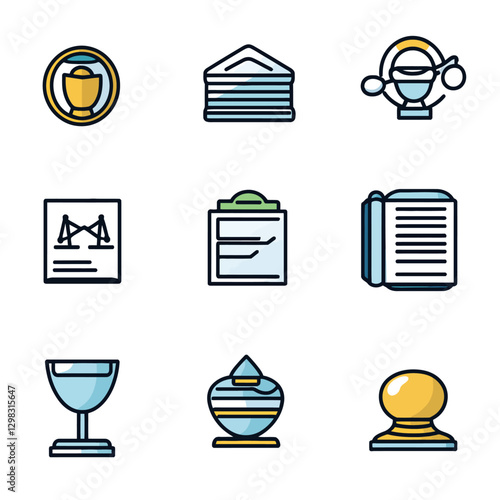 Law and Justice Icons: Legal, Court, and System Symbols Collection