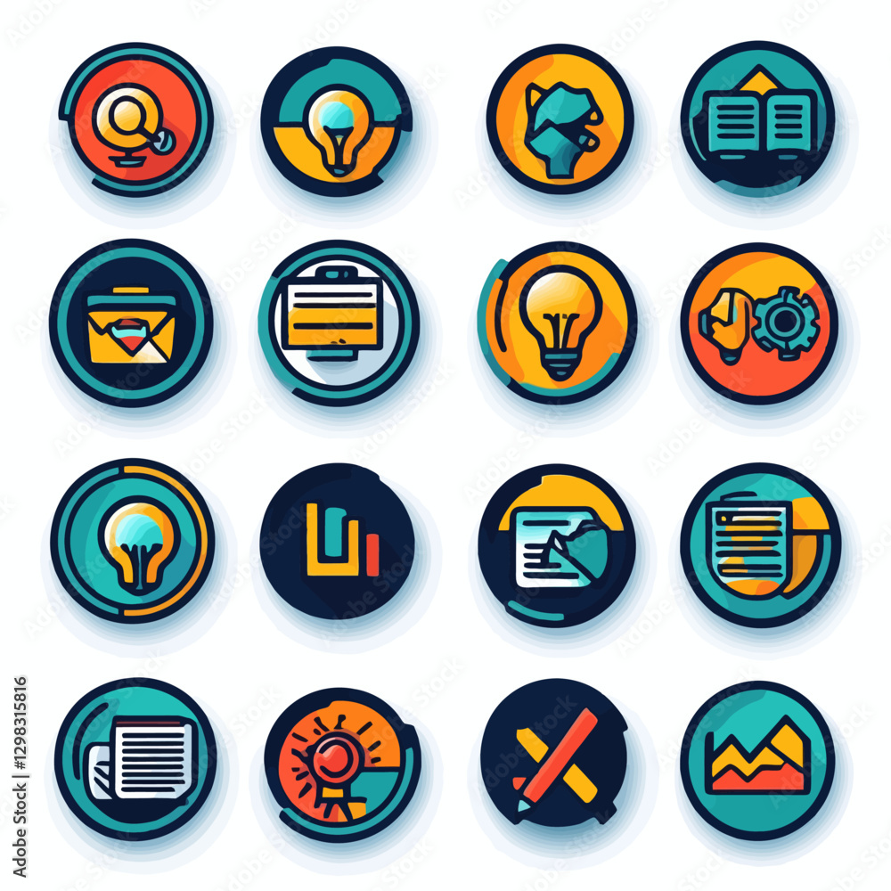 Business and Creativity Icons: Innovation, Planning, and Data Analysis Business and Creativity Icons: Innovation, Planning, and Data Analysis