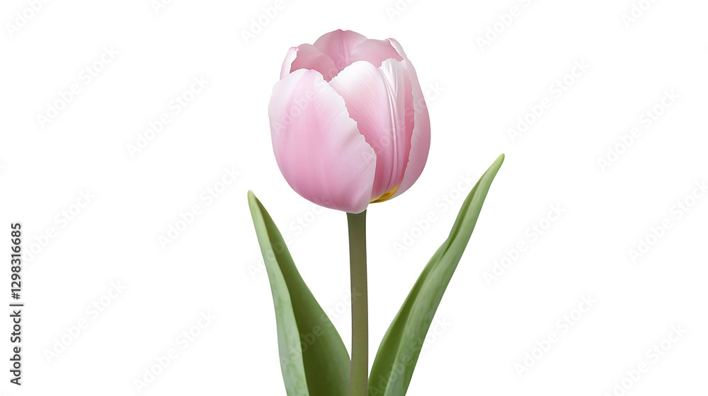 Fototapeta premium A single pink flower with a green stem