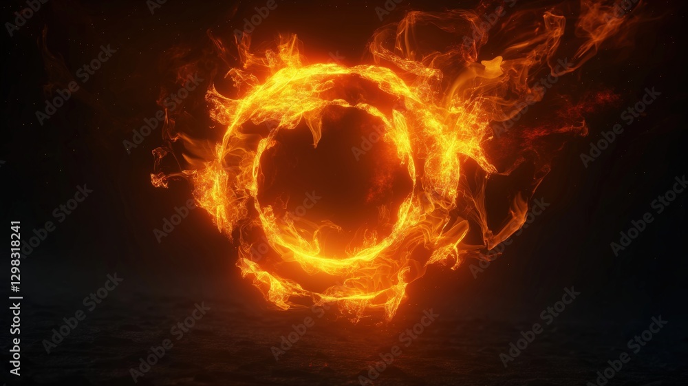 Fototapeta premium glowing orange fireball against a black background