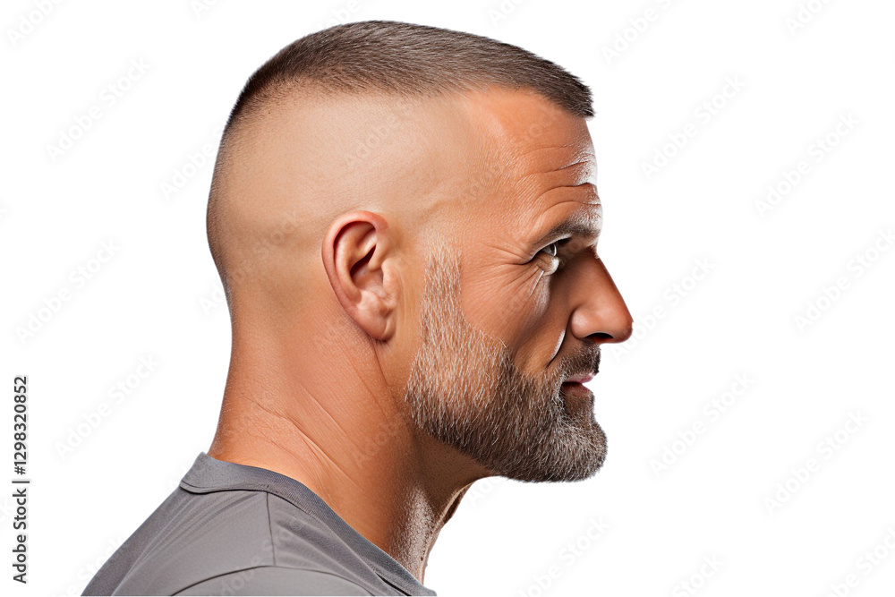 Obraz premium Man Looking Over Shoulder Isolated on Transparent Background