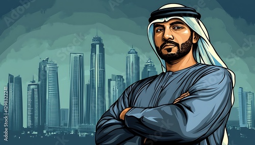 Emirati Man in Dubai Cityscape