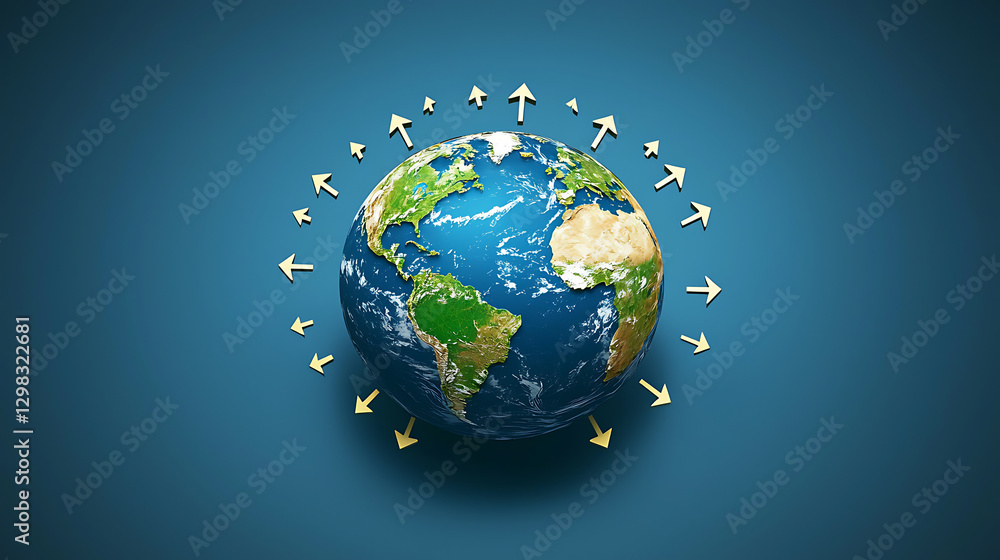 A globe with arrows pointing to different places on it A globe with arrows pointing to different places on it