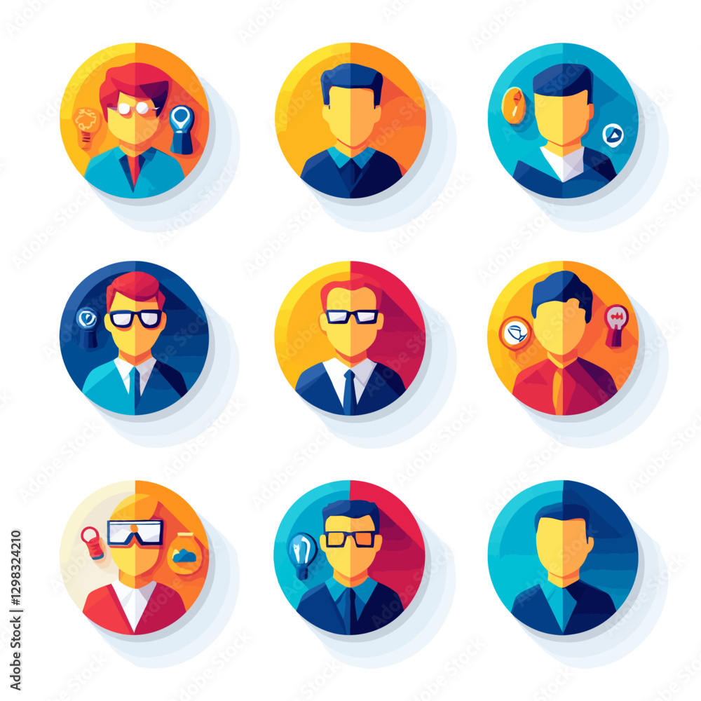 Abstract Team: Creative Business Icons Showcasing Innovation and Expertise Abstract Team: Creative Business Icons Showcasing Innovation and Expertise
