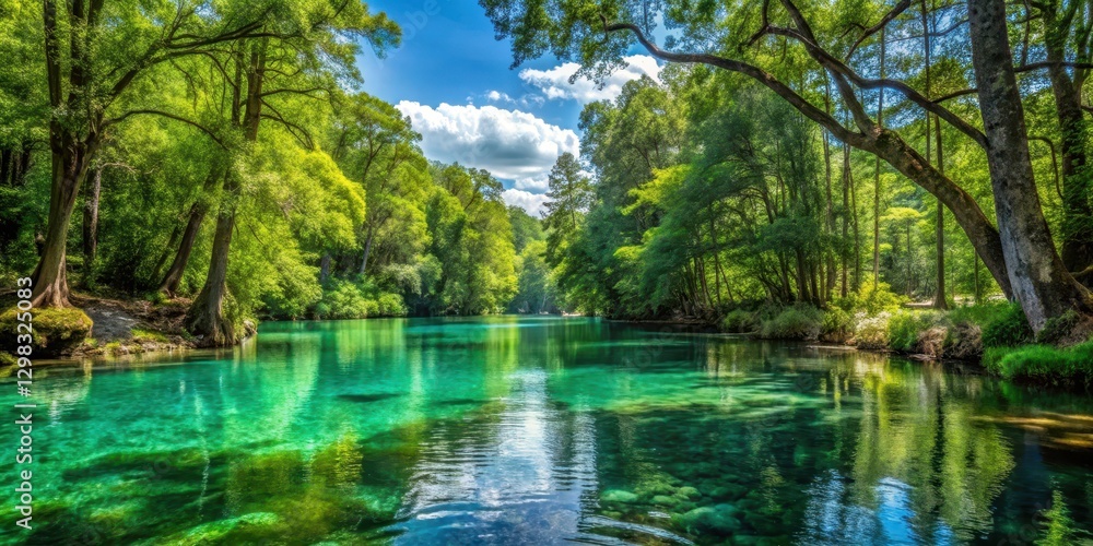 Soaking in warm waters surrounded by serene greenery and towering trees of a national park, serenity Soaking in warm waters surrounded by serene greenery and towering trees of a national park, serenity