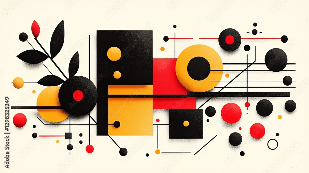 Modern abstract art studio dynamic shapes and colors from an aerial perspective Modern abstract art studio dynamic shapes and colors from an aerial perspective