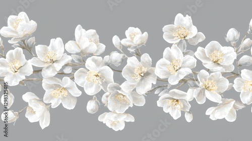 Acrylic floral border with delicate spring flowers and elegant hand-painted details.