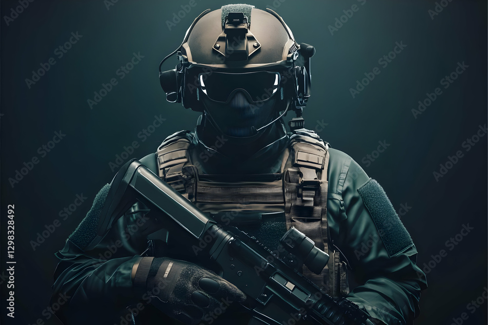 Fototapeta premium Tactical Soldier 3D Render