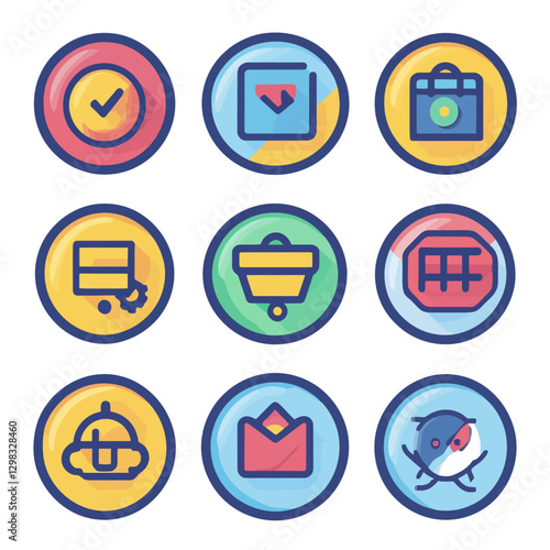 Modern icons set representing business and technology elements design