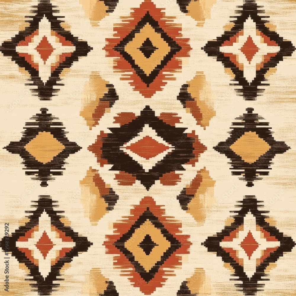 Colorful geometric pattern with unique design elements on a neutral background in a textile inspiration. Generative AI Colorful geometric pattern with unique design elements on a neutral background in a textile inspiration. Generative AI
