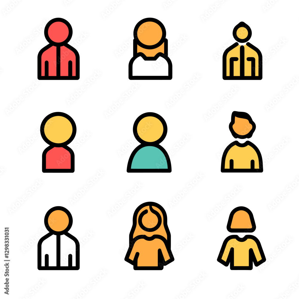 People Icon Set: Diverse Avatars for User Interface and Profile Design People Icon Set: Diverse Avatars for User Interface and Profile Design