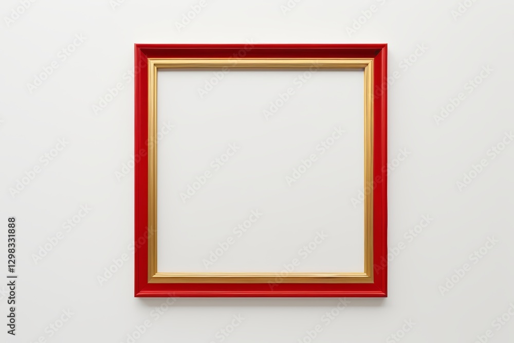 a close up of a red picture frame on a white wall a close up of a red picture frame on a white wall