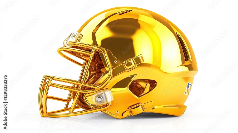 Fototapeta premium Gold Football Helmet Isolated