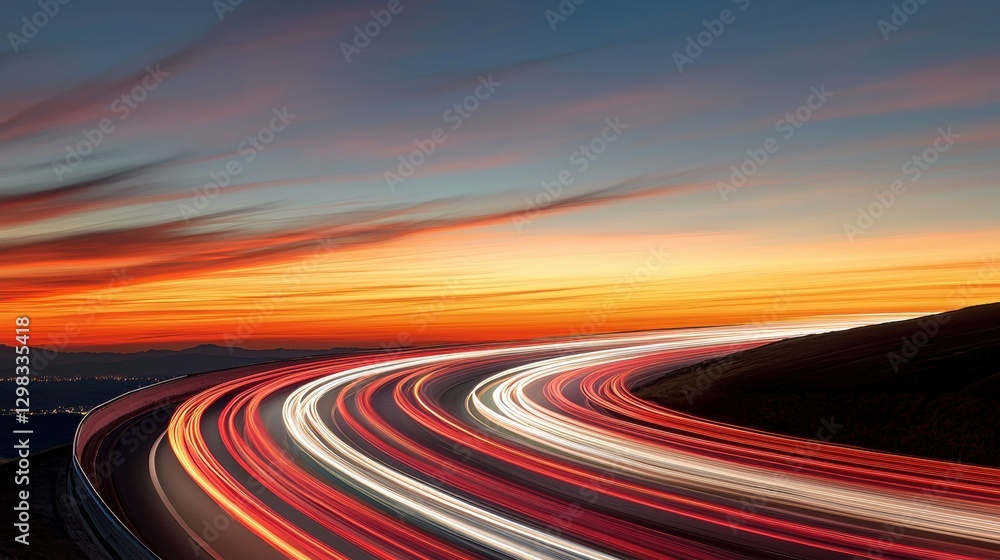 Naklejka premium Highway at Sunset