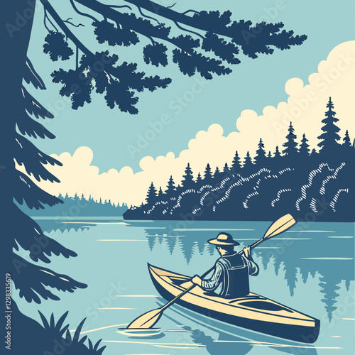 Person Kayaking On A Calm Lake